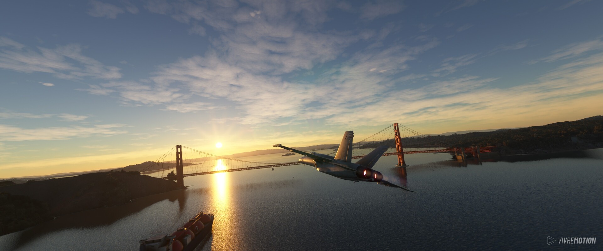 San Francisco Golden Gate Bridge - Boeing F/A-18 Super Hornet - Microsoft Flight Simulator - VIVRE-MOTION