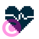 love heart d heartbeat invert icon | vivre-motion